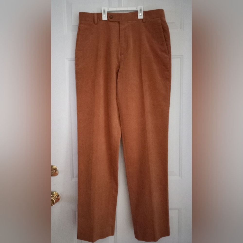 NEW Hathaway Platinum Flat Front Pima Cotton Corduroy Pants Color Tan sz 32/34